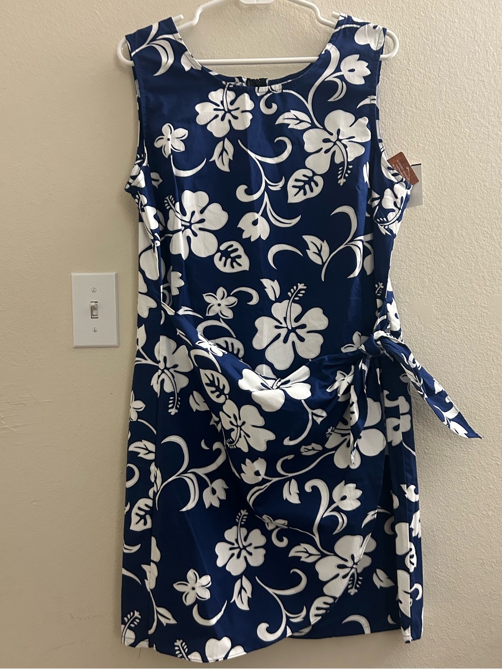 NWT RJC Puanani Made in Hawaii Navy Blue Floral Wrap Dress Size XL 100% cotton